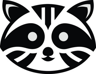 Cute Raccoon Head Logo Design Minimalist Animal Vector Icon Art