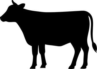 Black and white cow silhouette illustration, a farm animal vector outline