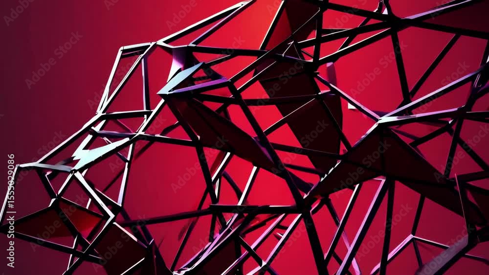 Poster abstract geometric background in red with polygonal structure