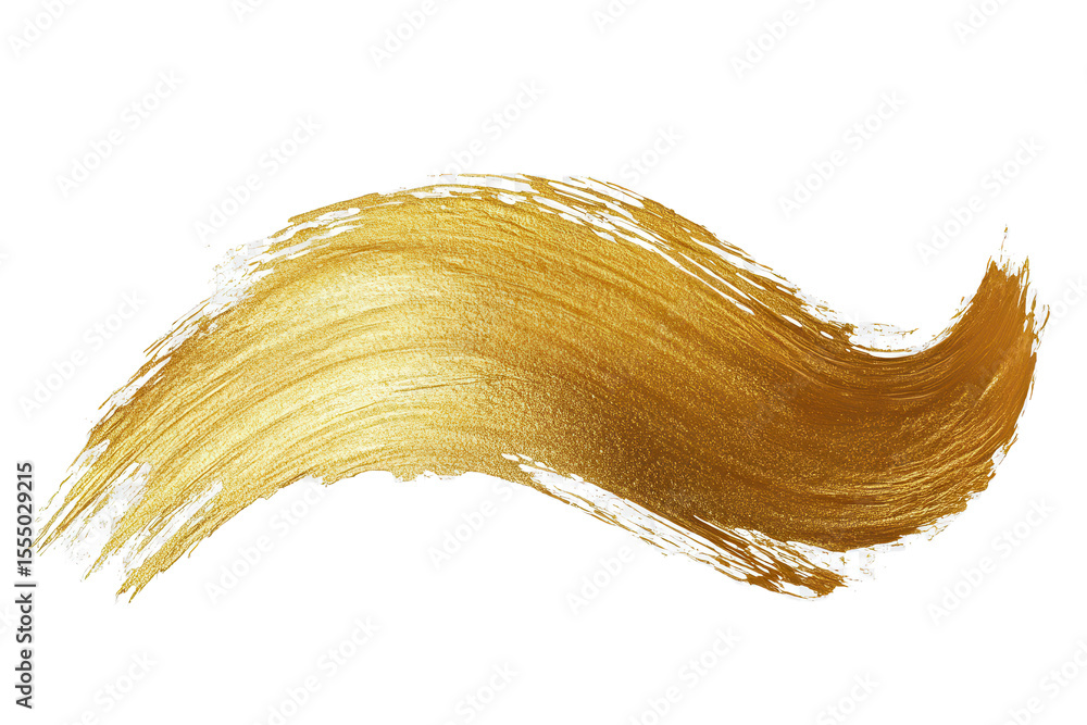 Poster gold paint stroke isolated on a transparent background showcasing a vibrant texture and elegant desi