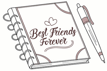 Flat lay of a personalized journal with blank title space and decorative elements