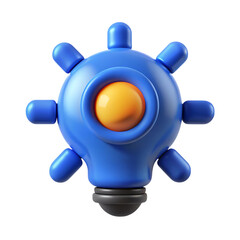 3d render of a blue abstract light bulb with yellow core on black background