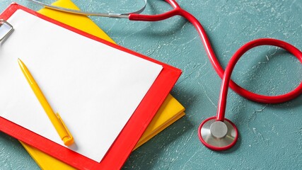 stethoscope and notebook