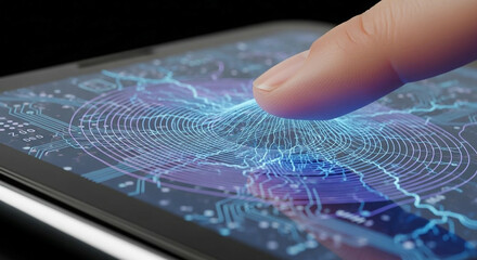hand pushing a button on a touch screen interface Generative AI	