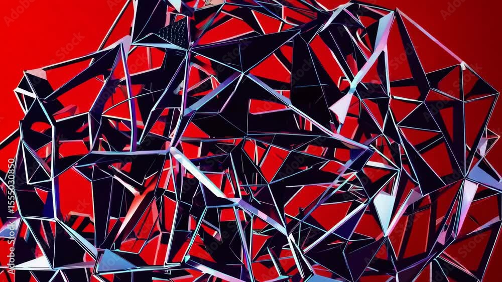 Poster abstract geometric background in red with polygonal structure