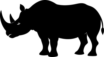 Black rhinoceros vector silhouette illustration isolated on white