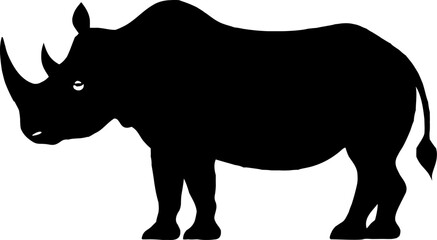 Black and white wild mammal rhino silhouette vector illustration icon