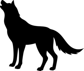 Black vector silhouettes of domestic and wild animals including a cat, dog, horse, and wolf