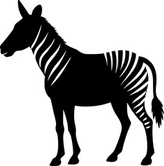 Black and white striped zebra vector illustration, a cute wild animal profile