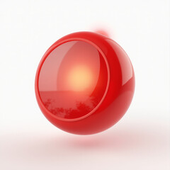 3D Red Circular Emergency Siren Light with Glowing Top — Floating Alarm Icon