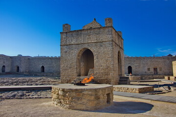 View of the fire worshipers' complex in the Surakhani region of Azerbaijan