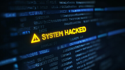 Obraz premium A digital screen displays a warning message 