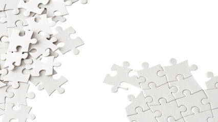 White puzzle pieces on black background jigsaw puzzle concept problem solving game art