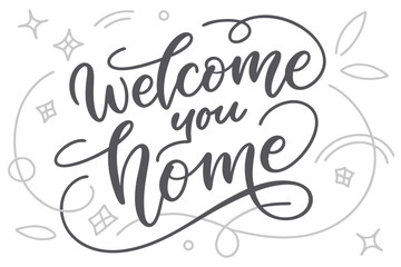 Warm and friendly hand lettered inspirational quote with decorative elements