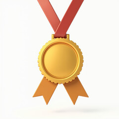 3D Gold First-Place Medal with Ribbon Floating Mid-Air