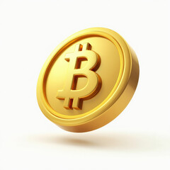 3D Golden Coin with Dollar and Bitcoin Symbols Spinning Floating