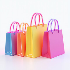 3D Neon Shopping Bags Emoji with Vibrant Neon Colors