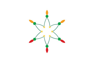 Tiny Festive Bulbs Forming Star Shape Isolated Vector