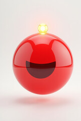 3D Red Circular Emergency Siren Light with Glowing Top — Floating Alarm Icon