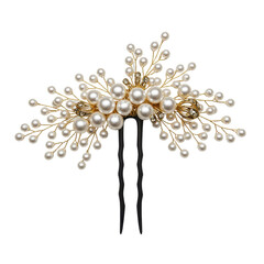 Fototapeta premium Elegant hair accessory featuring intricate pearl and gold design, ideal for formal occasions