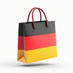 3D Shopping Bag Emoji Featuring the German Flag Floating on White