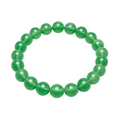 Elegant green jade bracelet displayed on a white background, highlighting its smooth texture and shine