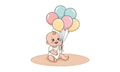 Baby with balloons 