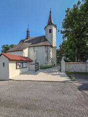 Castle and church in Korzkiew, Poland.