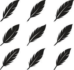 Seamless Pattern of Black Feather Silhouettes