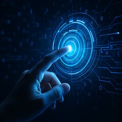 human and digital hand reaching through screen