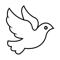 Flat minimalist bird icon in outline style, vector EPS 10 format. Represents a flying bird, suitable for nature, freedom, communication, and wildlife-themed user interfaces and digital illustrations.