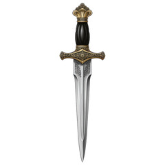 Ornate dagger with intricate detailing and a regal handle, set against a neutral background