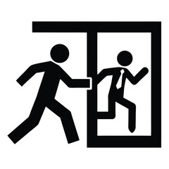 office emergency exit door vector silhouettes design with illustration