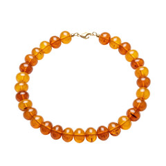 Obraz premium Elegant amber bead necklace displayed on a clean background, showcasing craftsmanship and color