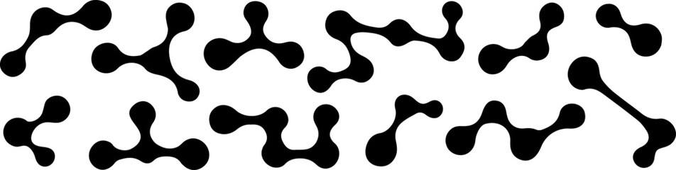 Collection of black metaball shapes featuring organically connected elements.