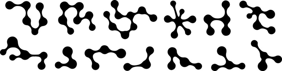 Collection of black metaball shapes featuring organically connected elements.