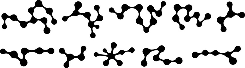 Collection of black metaball shapes featuring organically connected elements.