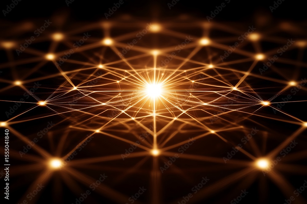 Aufkleber abstract glowing network connection background with golden light effect and geometric pattern
