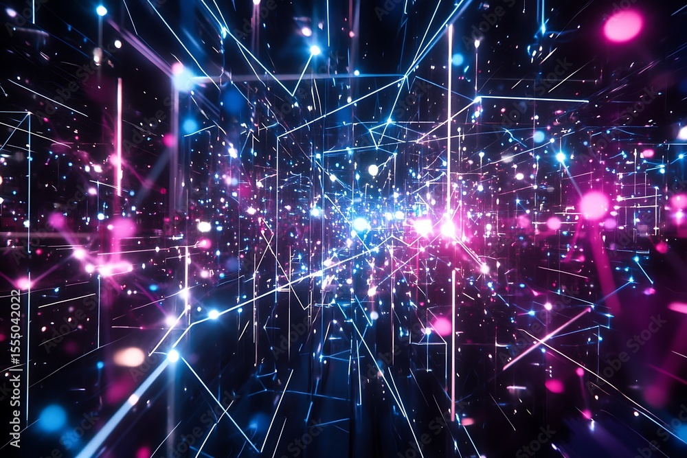 Poster abstract technology background with glowing lines and dots for digital innovation design