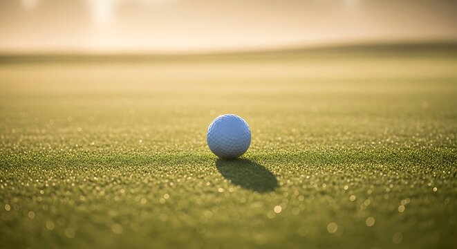 Sunrise Golf A Lone Golf Ball on the Putting Green at Dawn