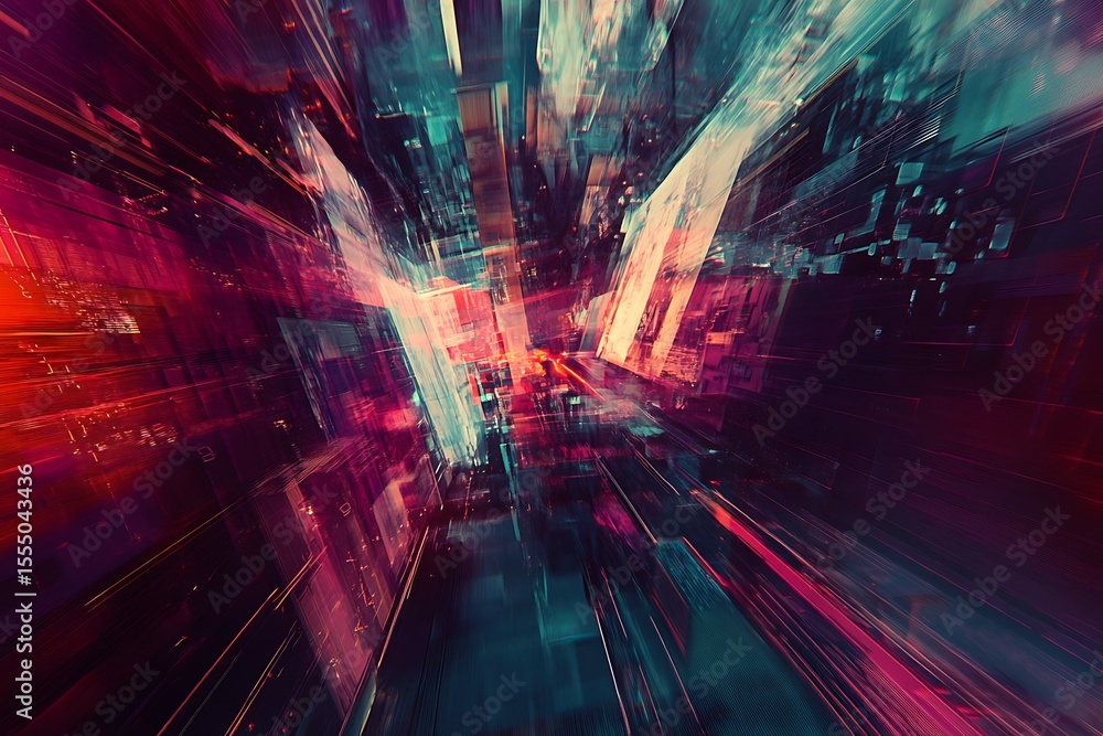 Poster abstract technology background with geometric shapes and vibrant colors for futuristic concepts