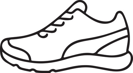 Running Shoe Icon in Minimal Black Style for Fitness Workout Sportswear and Athletic Branding