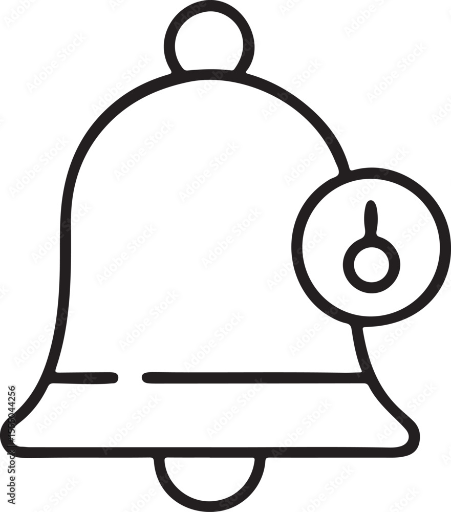 Poster notification bell icon in minimal black line art for alerts messages reminders and ui elements