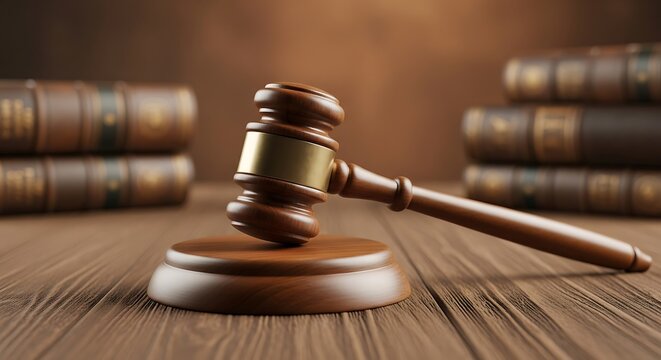 Gavel, Law Books, and Justice Symbols of Legal Proceedings and Courtroom Drama
