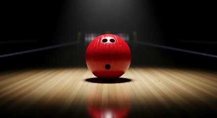 Strike!  Red Bowling Ball on Polished Lane A Thrilling Game of Skill and Precision