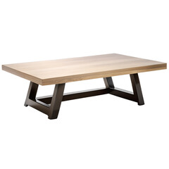 Japandi Low Table On White Oak And Black Metal Furniture  isolated on transparent background