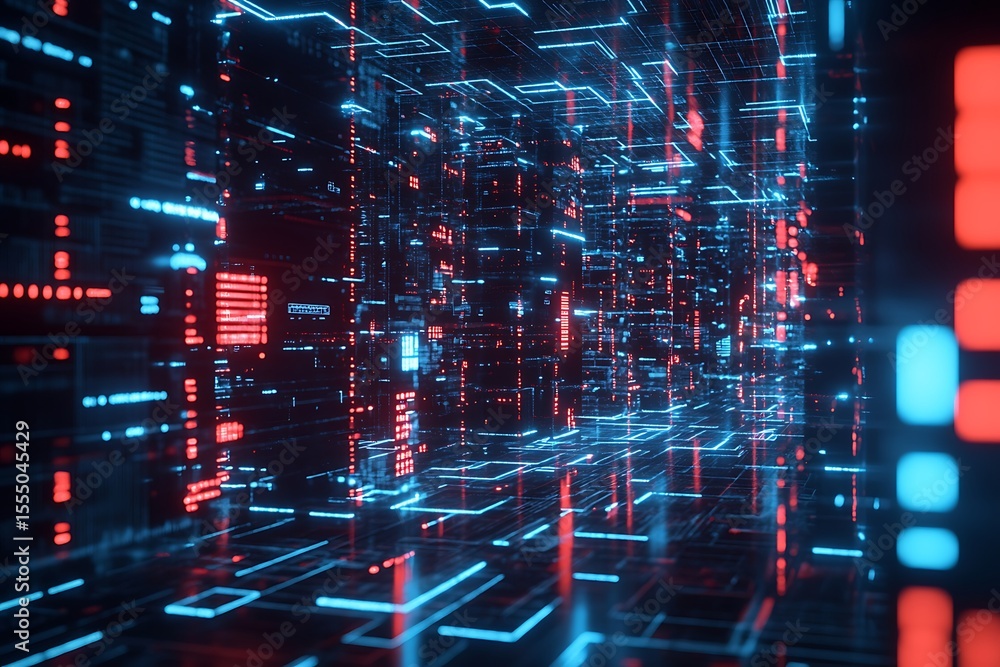 Aufkleber abstract technology background with glowing lines and data patterns for innovation concept