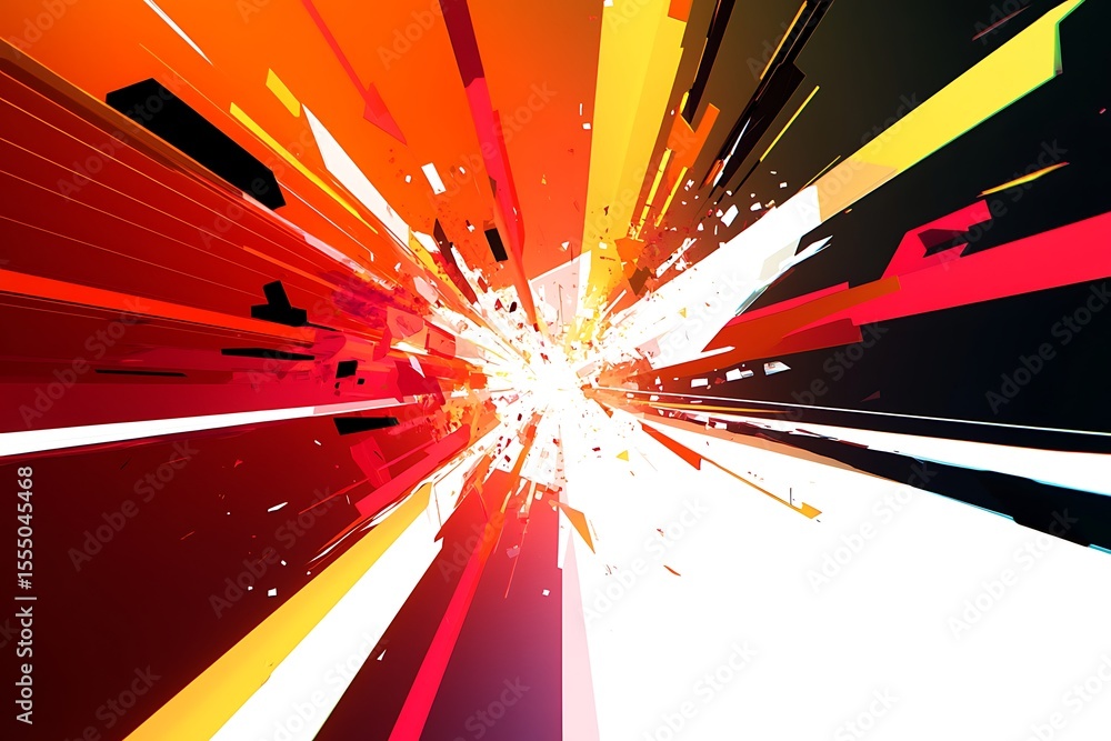 Poster abstract burst background with dynamic geometric shapes, explosion effect and vibrant colors