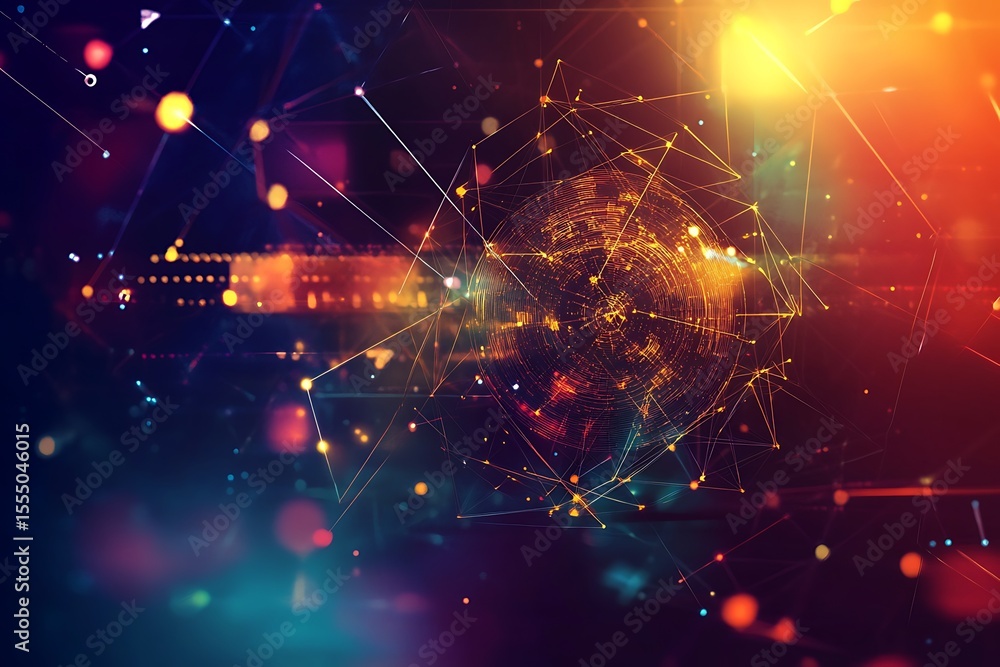 Poster abstract technology background with connecting dots and lines for futuristic concept