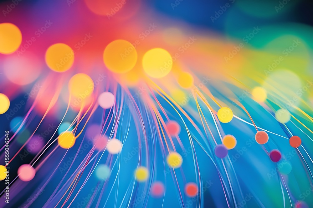 Poster abstract colorful background with glowing dots and lines for modern technology concept